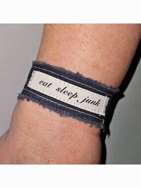 Comfy Eat Sleep Junk Cuff Bracelet Gypsy Hippie Jewelry Boho Personalized Gift